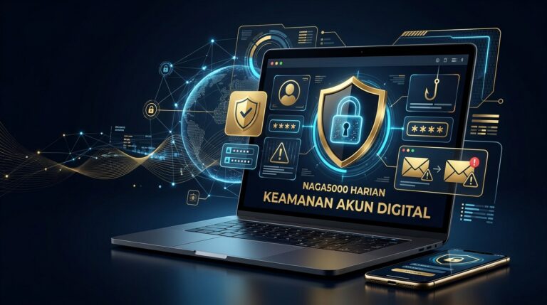 Ilustrasi Naga5000 Harian aman tentang keamanan akun dan perlindungan data digital Salin alt text